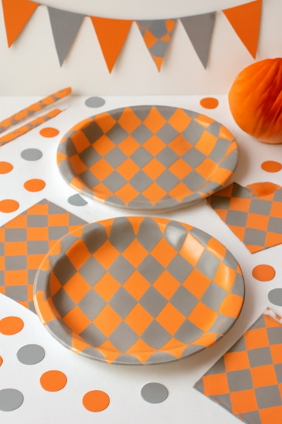 Harlekin Plate Grey Orange