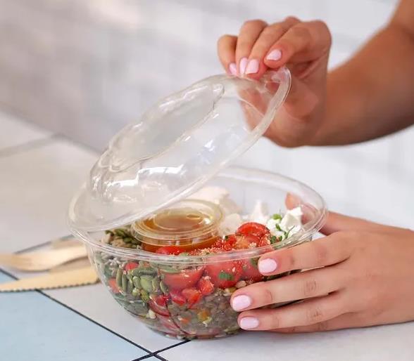 disposable salad bowl with dressing