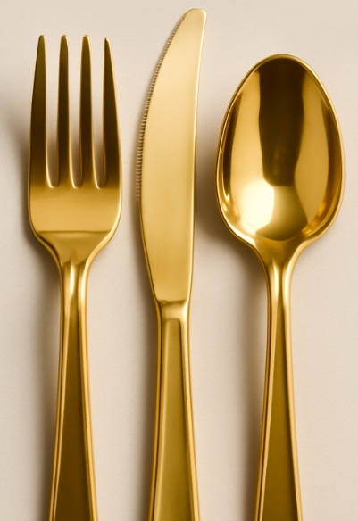 Metallic Gold Plastic Utensils
