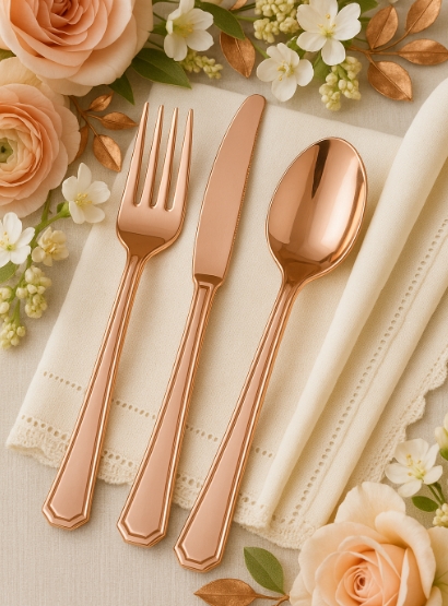 Rose Gold Plastic Utensils