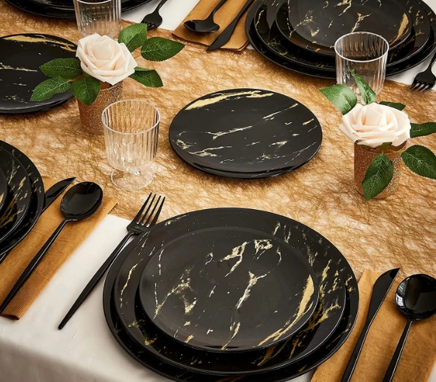 What Makes Black And Gold Marble Plates Ideal for Luxury Parties?