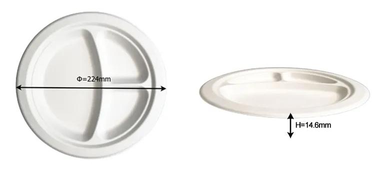 9 Inch 3 Compartment Round Plate Size