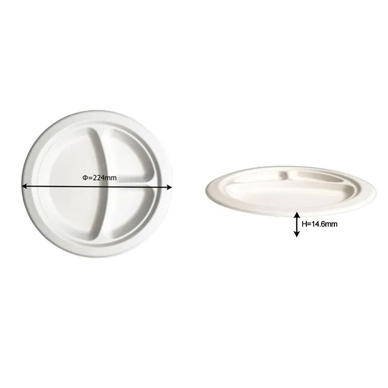 9 Inch 3 Compartment Round Plate