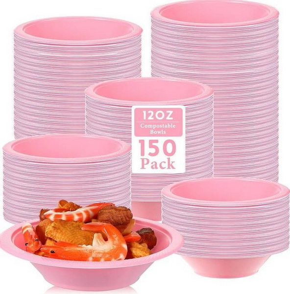 Small Disposable Pink Bowls Eco-Friendly for Serving Chili Peppers