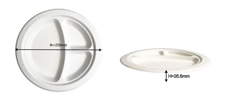 10 Inch 3 Compartment Round Plate Size